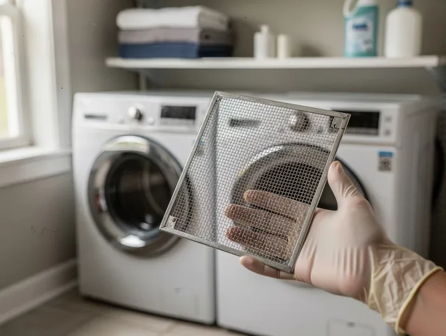 Deerfield Beach Dryer Vent Cleaning specialist performing detailed lint trap cleaning service in Deerfield Beach