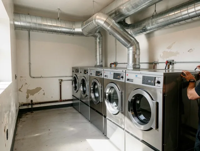 Deerfield Beach Dryer Vent Cleaning team performing large-scale commercial dryer vent cleaning in Deerfield Beach